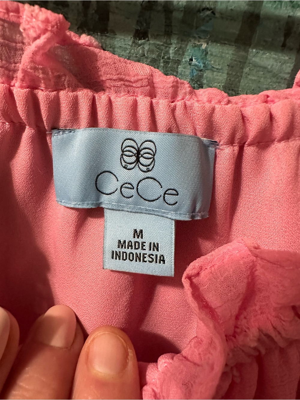 CeCe Pink Swiss Dot Peasant Blouse - Picture 5 of 5